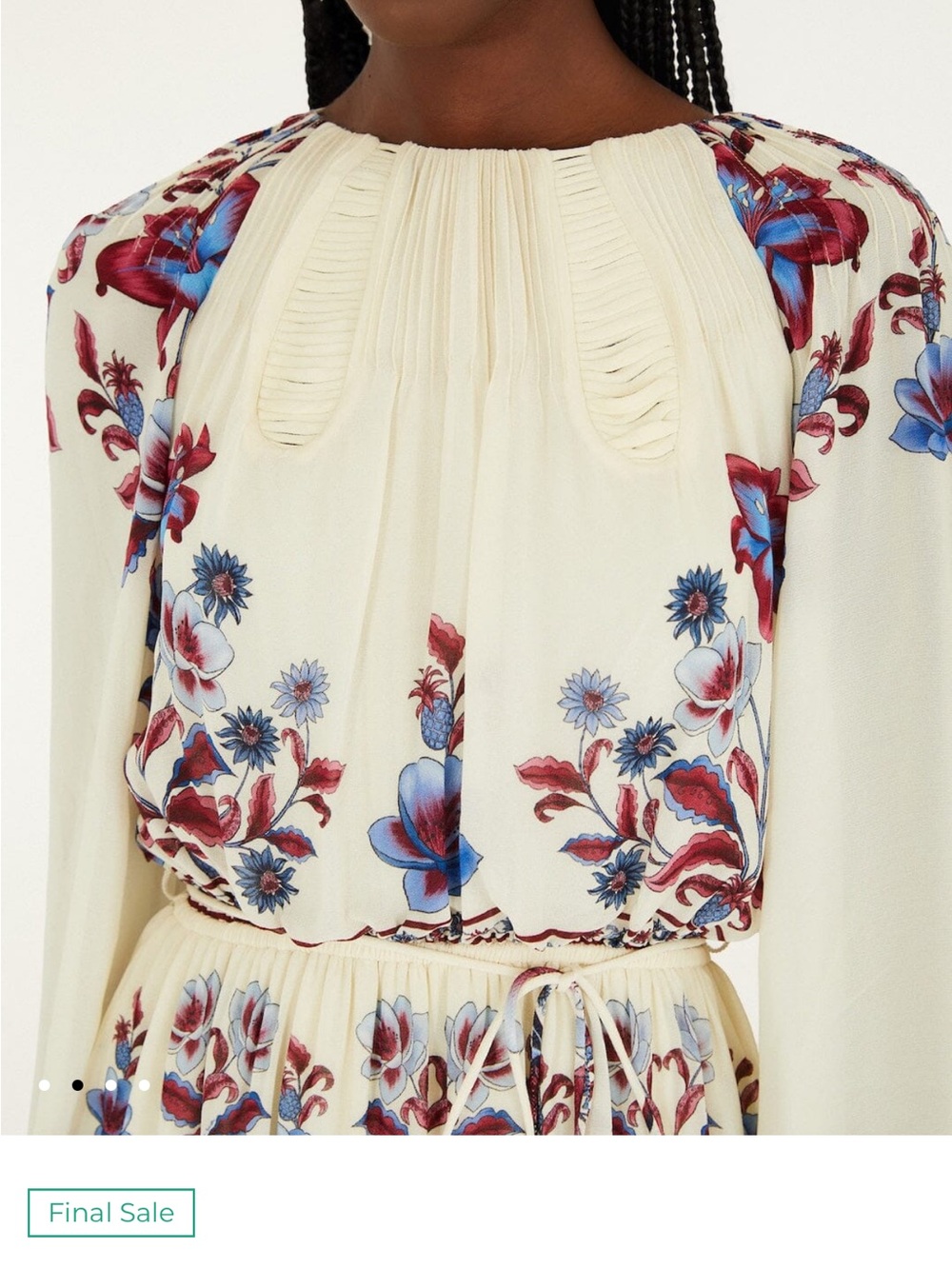FARM Rio Ivory Maxi Dress with Blue & Red Floral Print - Picture 2 of 4